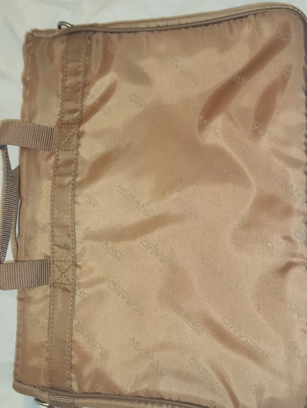 Murano Tan Leather Laptop Briefcase with Front Pockets. Wheeled.